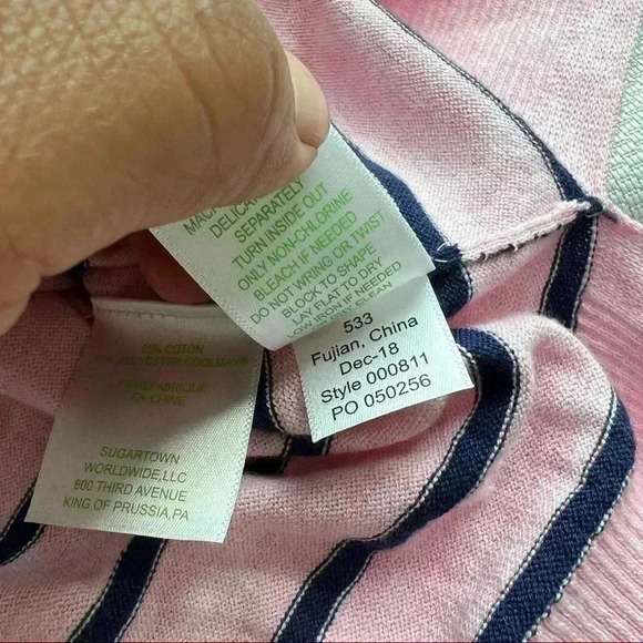 Lilly Pulitzer Melenie Sweater Heathered Pink Tropics Tint Amore Stripe … - Picture 11 of 11